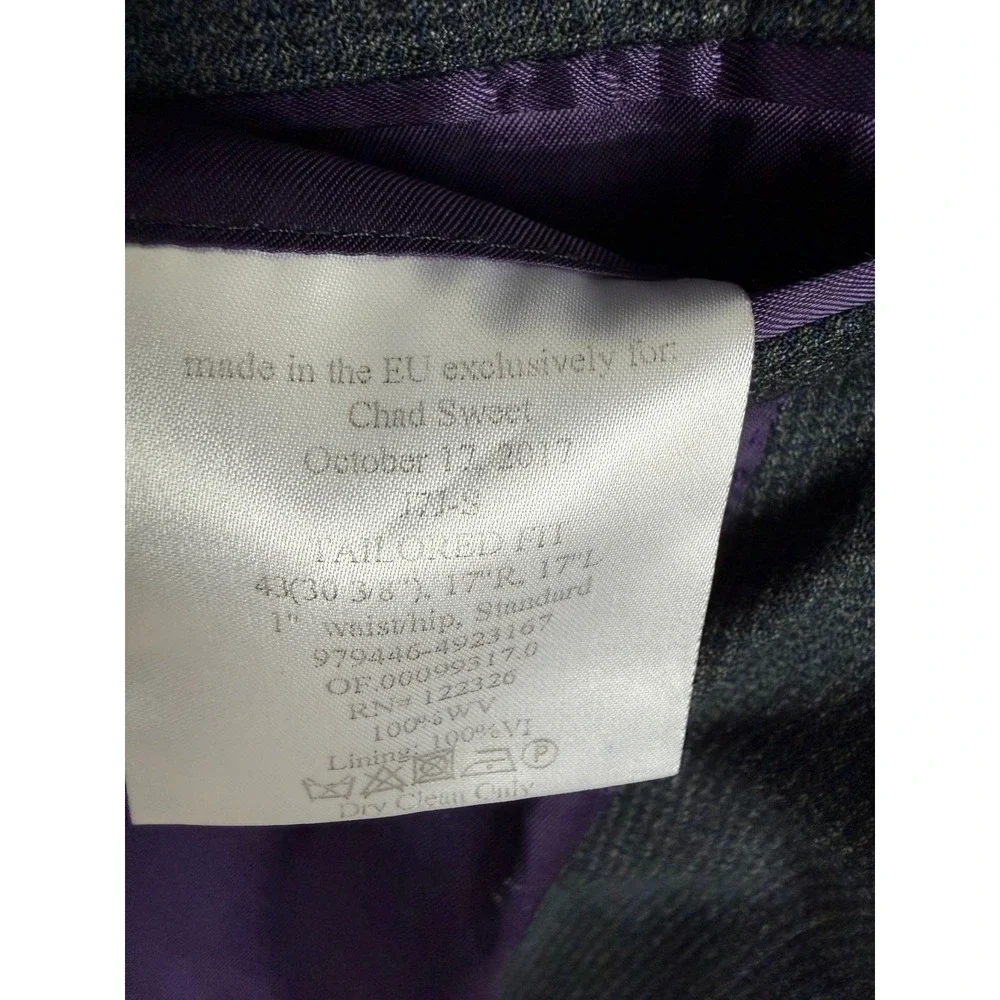 J. Hilburn‎ Mens Wool Tailored Fit Sport Coat Blazer Charcoal Micro Check 43R